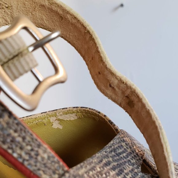 FARYLROBIN Leather Snakeskin Coral Red Suede Peep Toe Heels Anthropologie - Picture 12 of 15